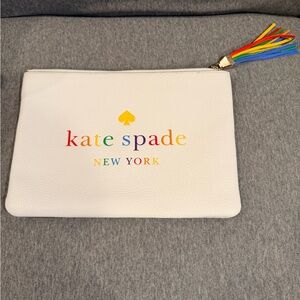 Kate Spade White Clutch with Multicolor Tassel